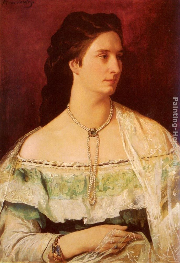 Anselm Friedrich Feuerbach Portrait Of A Lady Wearing A Pearl Necklace